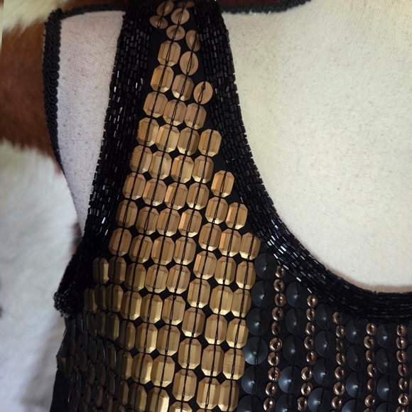 Black and Gold Sequin Women's Top - Picture 2 of 9